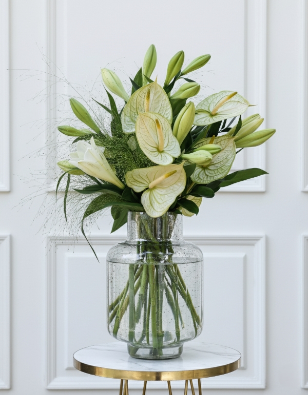 Anthurium & Lily Vase Arrangement
