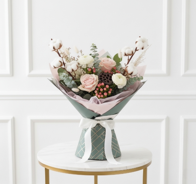 Cotton Rose Winter Bouquet