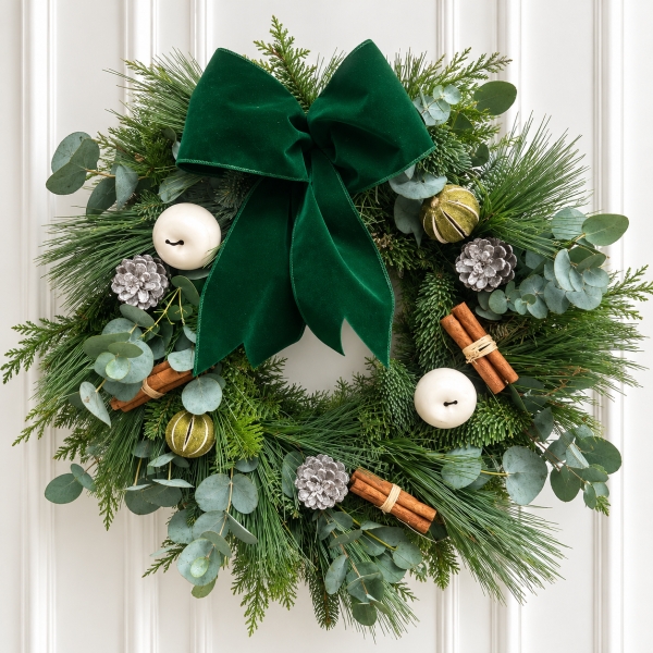 Emerald Velvet Fresh Christmas Wreath