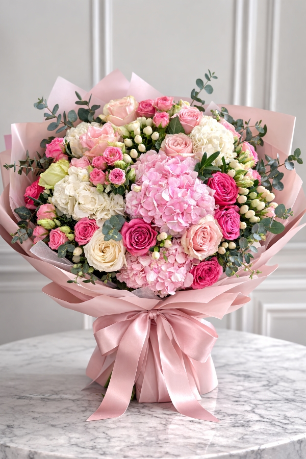 Luxury Pink Hydrangea & Rose Bouquet