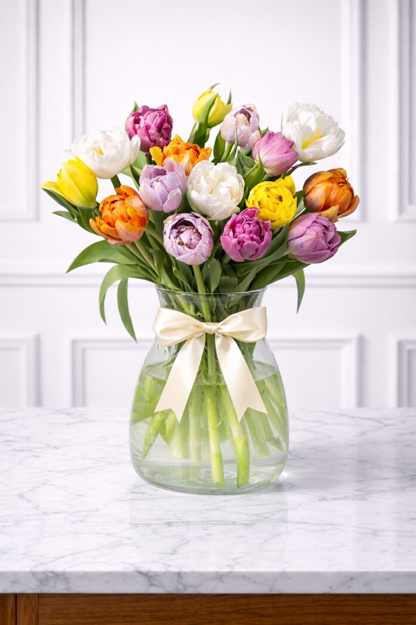 Mixed Tulips Vase Arrangement