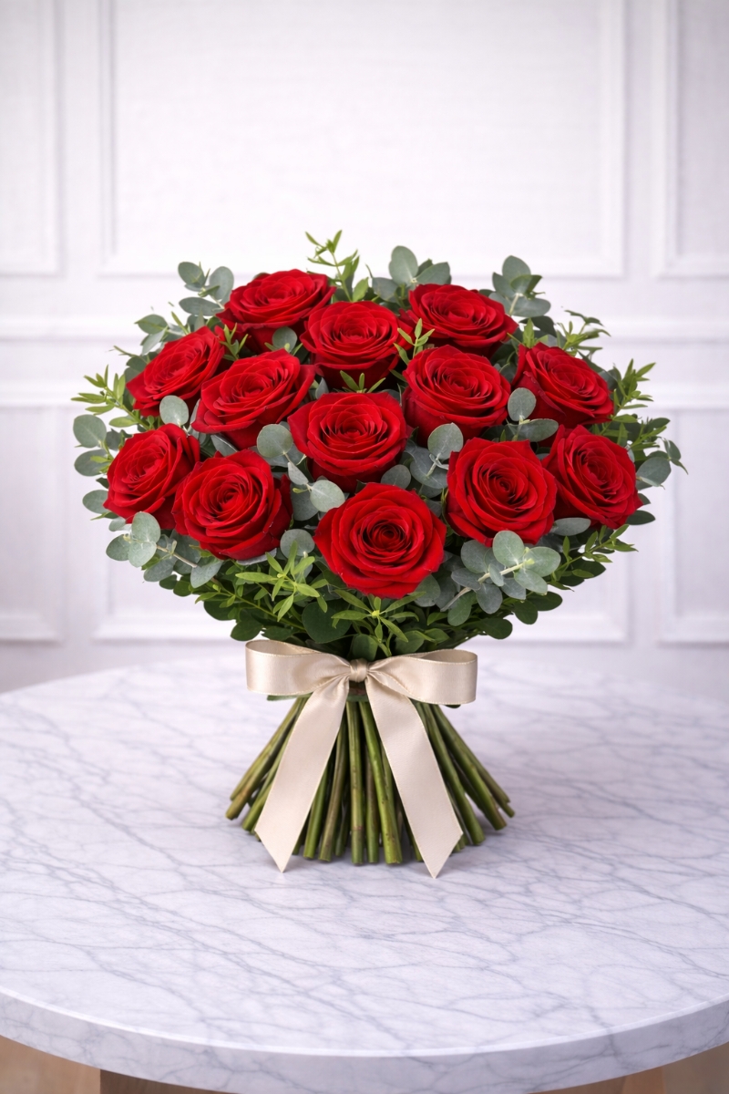 Sweet Valentine – Dozen Red Roses Luxury Bouquet