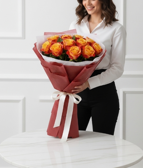 20 Orange Roses Bouquet