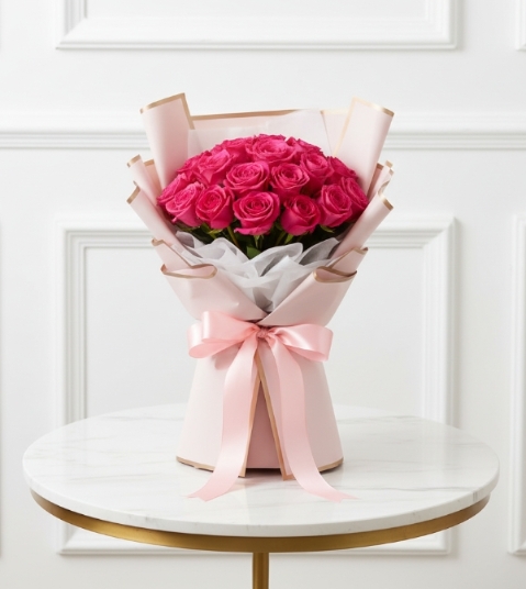 Hot Pink Roses Bouquet