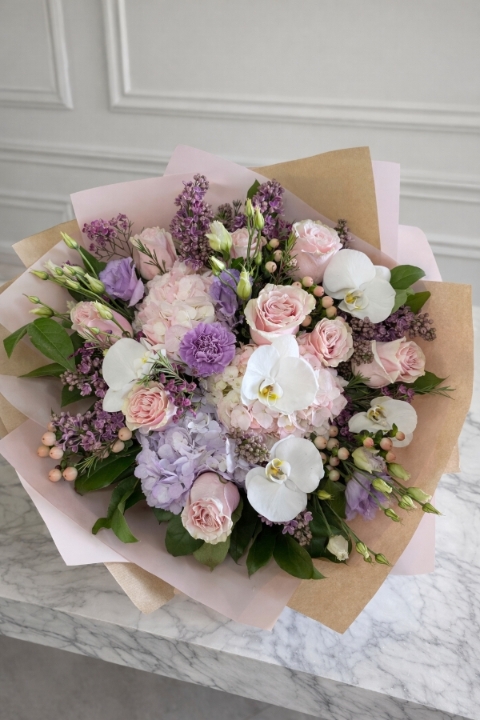 Orchid & Hydrangea Lilac Dream Bouquet