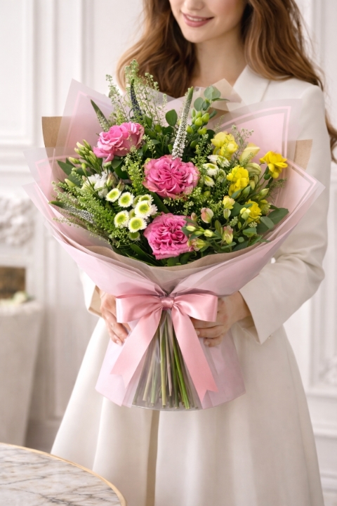 Pink & Yellow Garden Bouquet