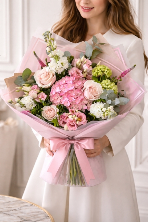 Roses & Hydrangea Blush Bouquet
