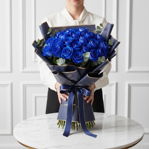 Royal Blue Roses Bouquet