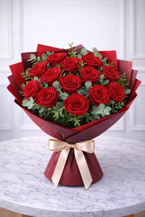Sweet Valentine – Dozen Red Roses Luxury Bouquet